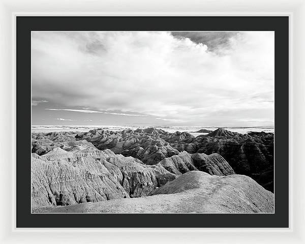 Infrared view of the Badlands, South Dakota / Art Photo - Framed Print