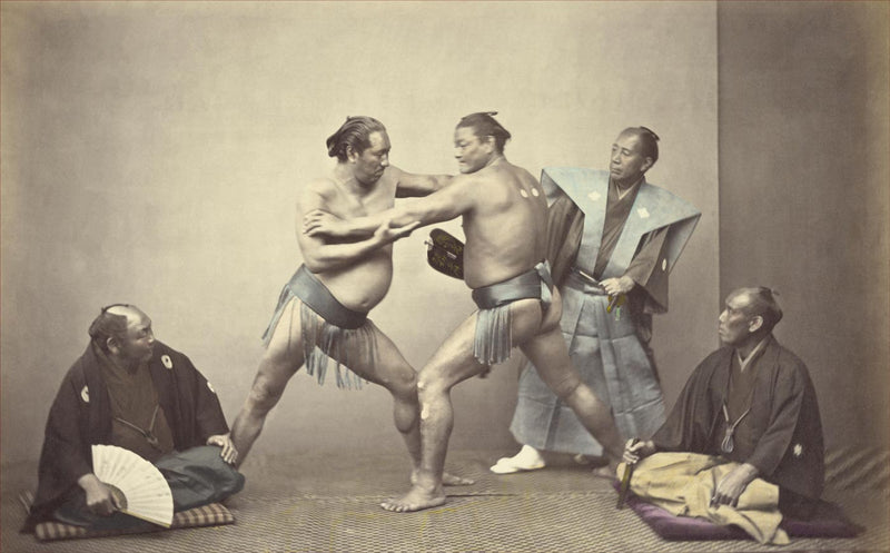 Hand Colored Photography, Japan - Sumo Wrestlers