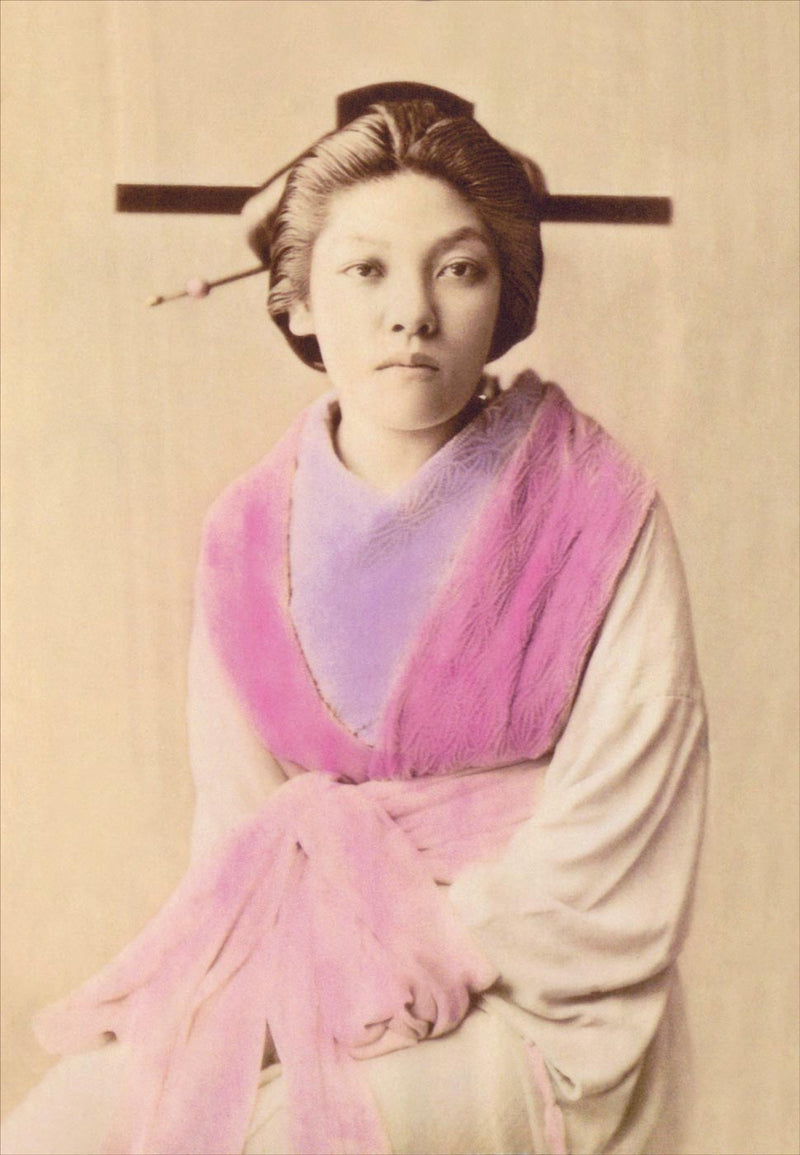 Hand Colored Photography, Japan - Woman  with Wooden Kanzashi  in her Hair