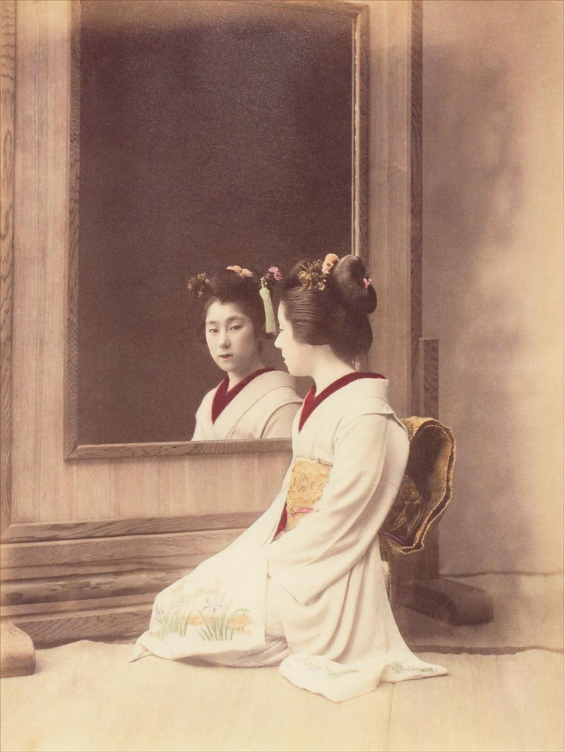 Hand Colored Photography, Japan - Geisha in a Mirror