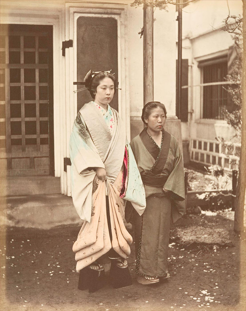 Hand Colored Photography, Japan - Geisha and Servant