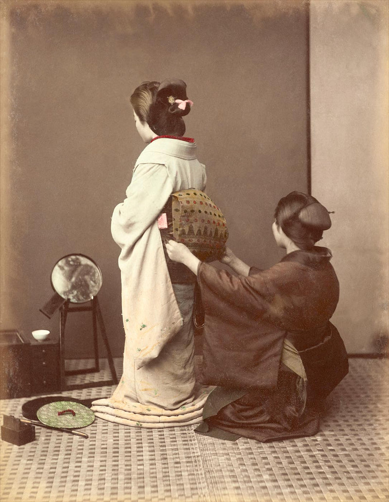 Hand Colored Photography, Japan - Dressing Obi