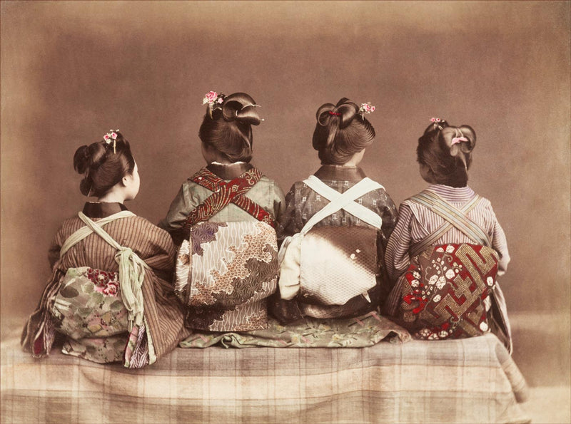 Hand Colored Photography, Japan - Young Geisha with Obi Knots