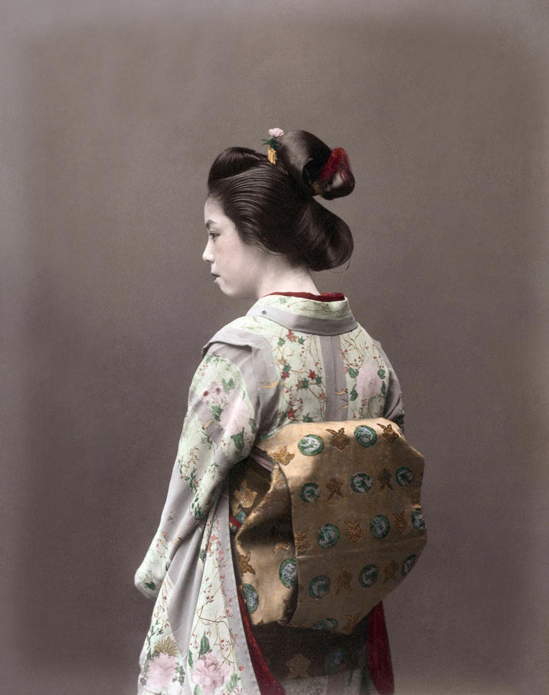 Hand Colored Photography, Japan - Kimono and Obi Knot 
