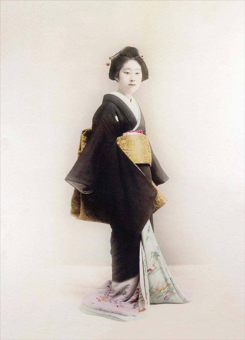 Hand Colored Photography, Japan - Woman with a Gold Obi