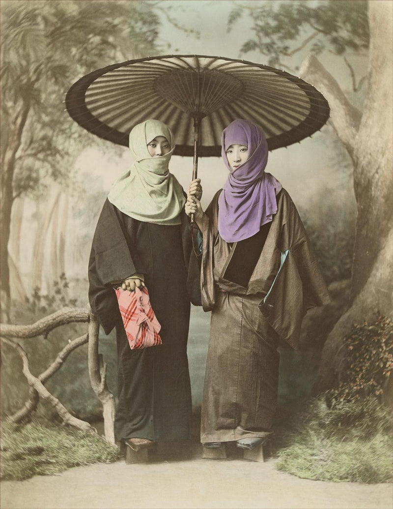 Hand Colored Photography, Japan - Two Women with Umbrella