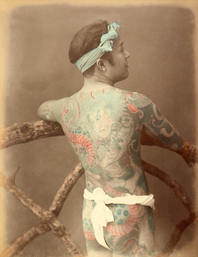 Hand Colored Photography, Japan - Tattooed Man 