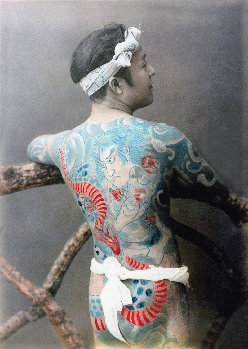 Hand Colored Photography, Japan - Tattooed Man 