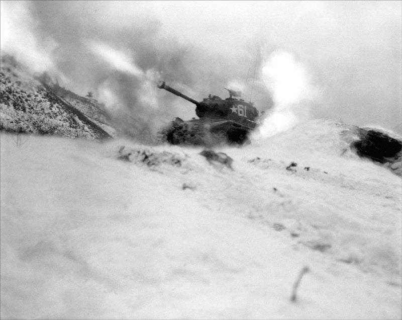 US Tank Firing on Enemy Positions, Korea