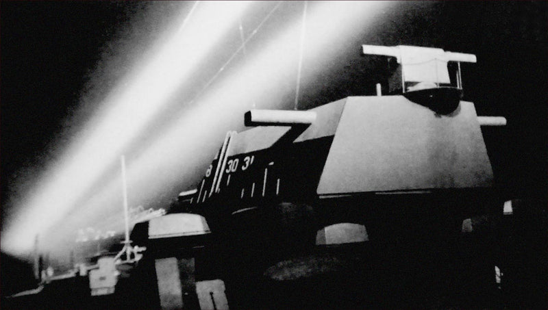 Night View on USS Mexico Battle Ship, in Dense Fog