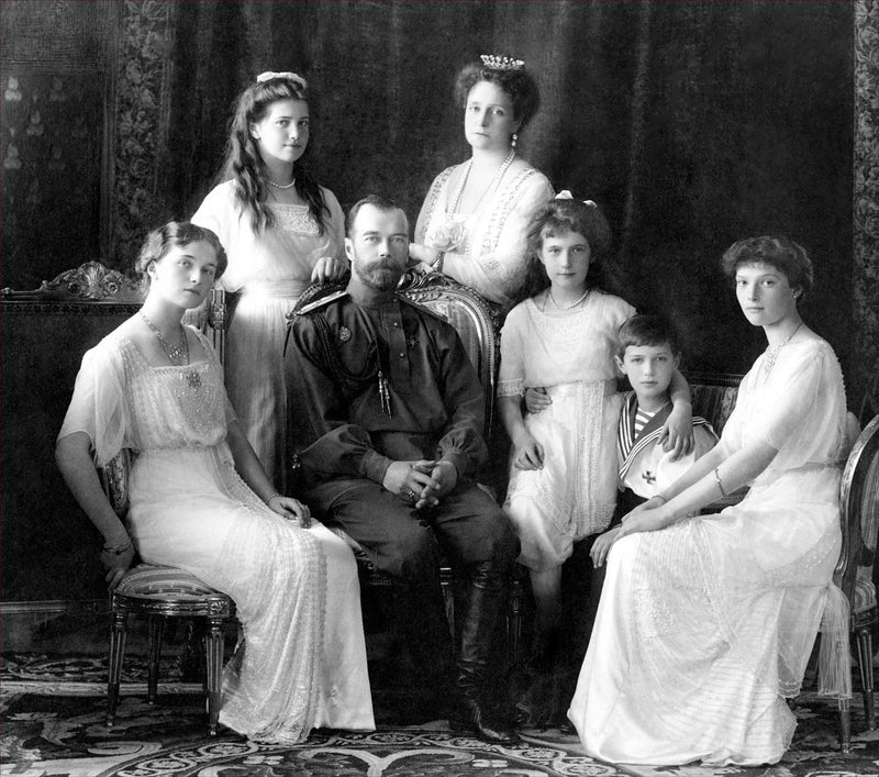 Russian Imperial Family: Nicolas II with Olga, Maria, Alexandra, Anastasia, Alexei and Tatiana