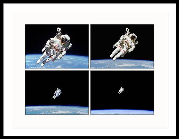 Astronaut Bruce McCandless, Space Shuttle Challenger, 1984 / Art Photo  - Framed Print