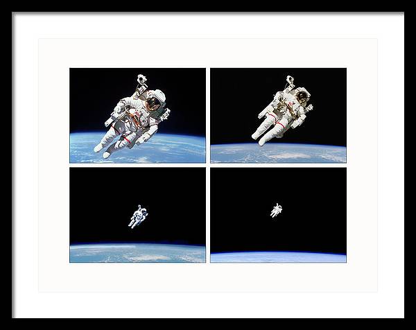 Astronaut Bruce McCandless, Space Shuttle Challenger, 1984 / Art Photo  - Framed Print