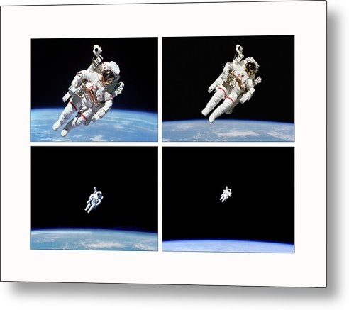 Astronaut Bruce McCandless, Space Shuttle Challenger, 1984 / Art Photo  - Metal Print