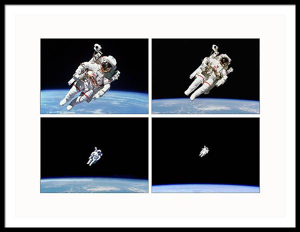 Astronaut Bruce McCandless, Space Shuttle Challenger, 1984 / Art Photo  - Framed Print