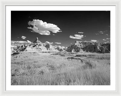 Infrared view of the Badlands, South Dakota / Art Photo - Framed Print