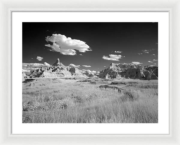 Infrared view of the Badlands, South Dakota / Art Photo - Framed Print