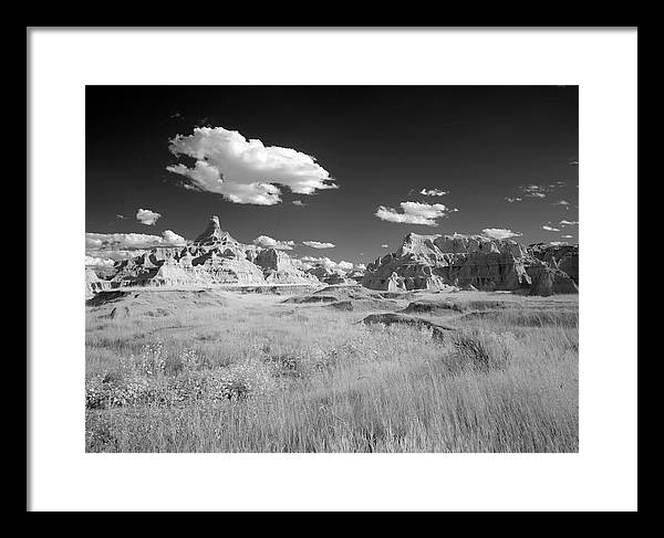 Infrared view of the Badlands, South Dakota / Art Photo - Framed Print