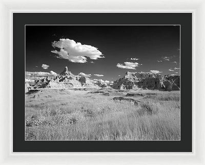 Infrared view of the Badlands, South Dakota / Art Photo - Framed Print