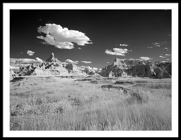 Infrared view of the Badlands, South Dakota / Art Photo - Framed Print