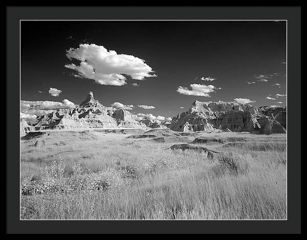 Infrared view of the Badlands, South Dakota / Art Photo - Framed Print