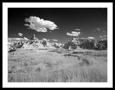 Infrared view of the Badlands, South Dakota / Art Photo - Framed Print