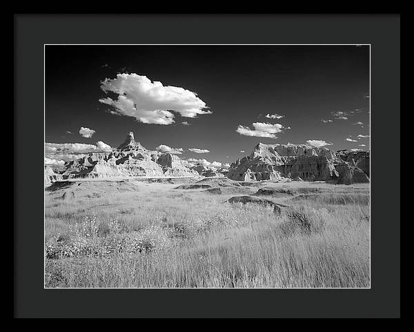 Infrared view of the Badlands, South Dakota / Art Photo - Framed Print