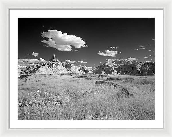 Infrared view of the Badlands, South Dakota / Art Photo - Framed Print