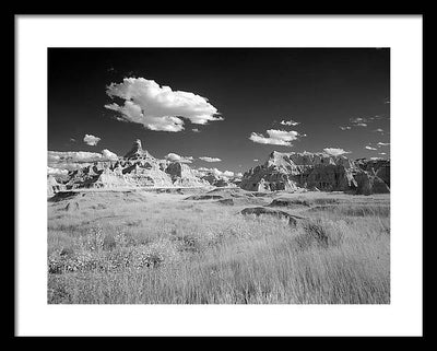 Infrared view of the Badlands, South Dakota / Art Photo - Framed Print