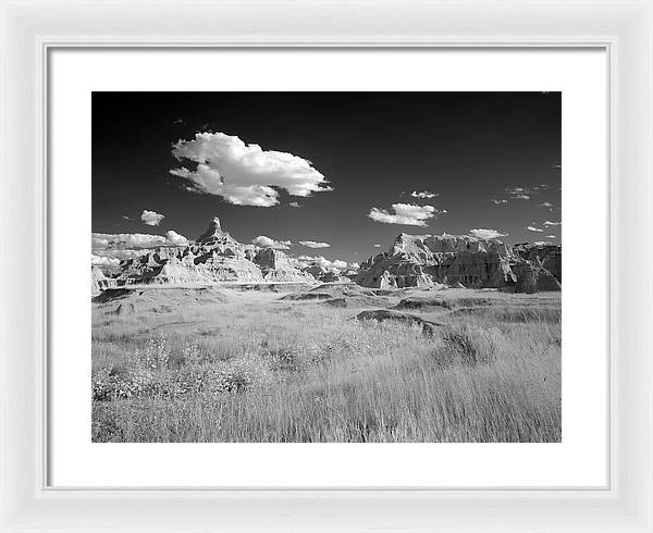 Infrared view of the Badlands, South Dakota / Art Photo - Framed Print