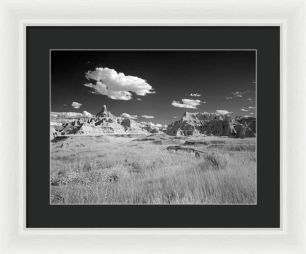 Infrared view of the Badlands, South Dakota / Art Photo - Framed Print