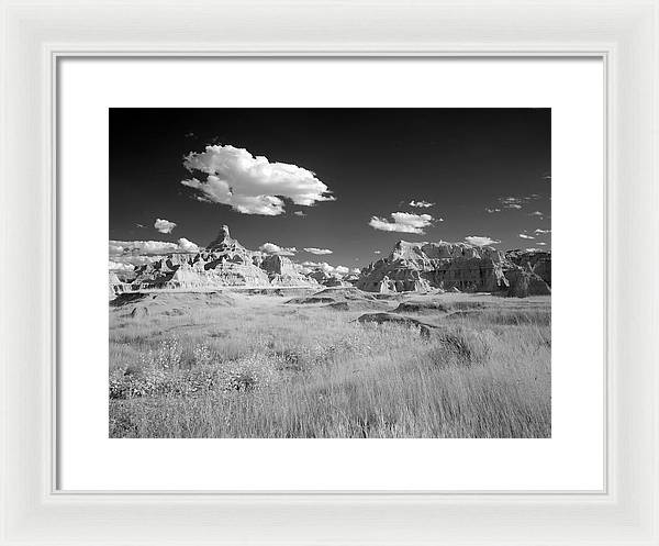 Infrared view of the Badlands, South Dakota / Art Photo - Framed Print