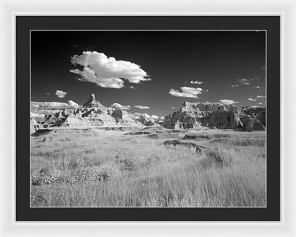 Infrared view of the Badlands, South Dakota / Art Photo - Framed Print