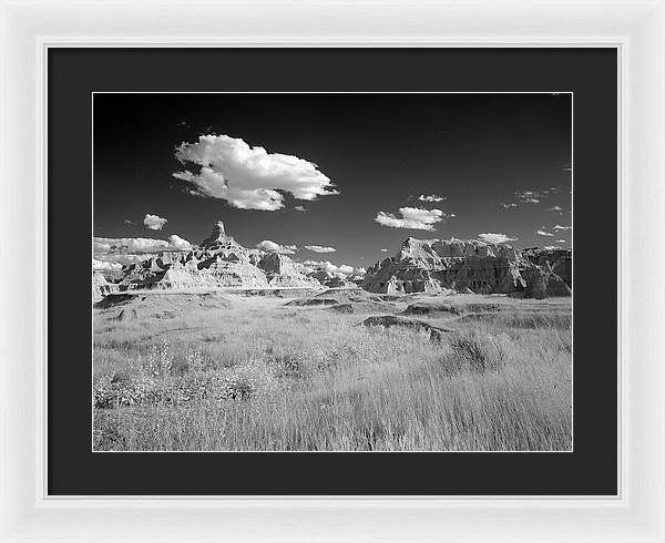 Infrared view of the Badlands, South Dakota / Art Photo - Framed Print