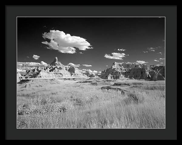 Infrared view of the Badlands, South Dakota / Art Photo - Framed Print