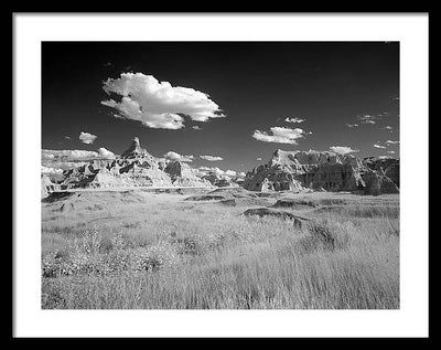 Infrared view of the Badlands, South Dakota / Art Photo - Framed Print