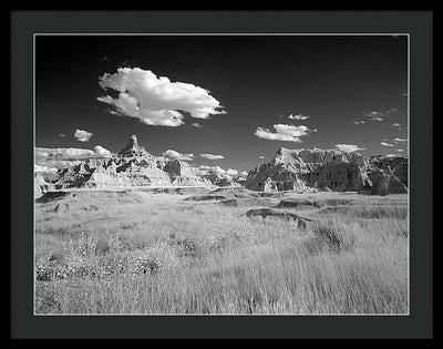 Infrared view of the Badlands, South Dakota / Art Photo - Framed Print