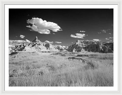 Infrared view of the Badlands, South Dakota / Art Photo - Framed Print