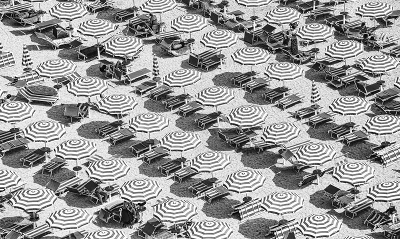 Striped Umbrellas on the Beach 