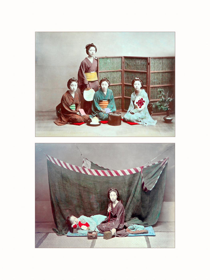 Hand Colored Photography, Daily Life, Japan, c1880 - diptych