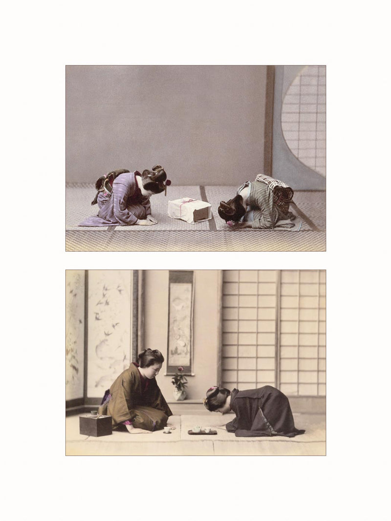 Hand Colored Photography, Japan - Giving and Receiving Present, c1870 - diptych