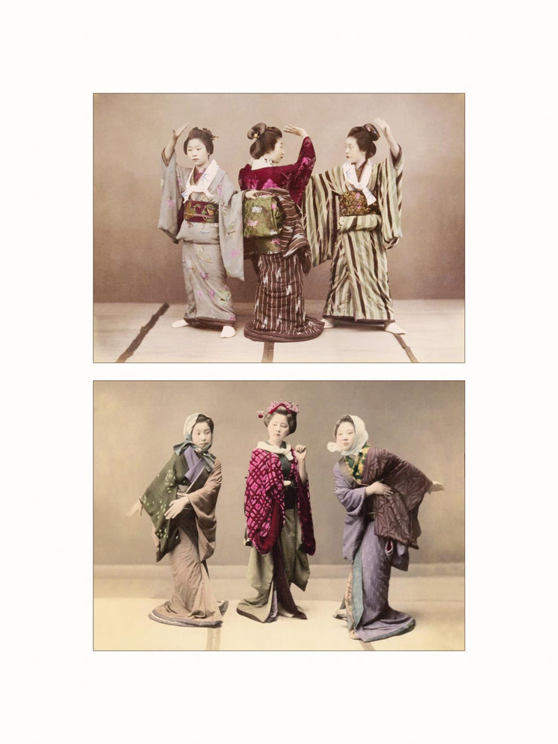 Hand Colored Photography, Japan - Dancing Party, c1870 - diptych