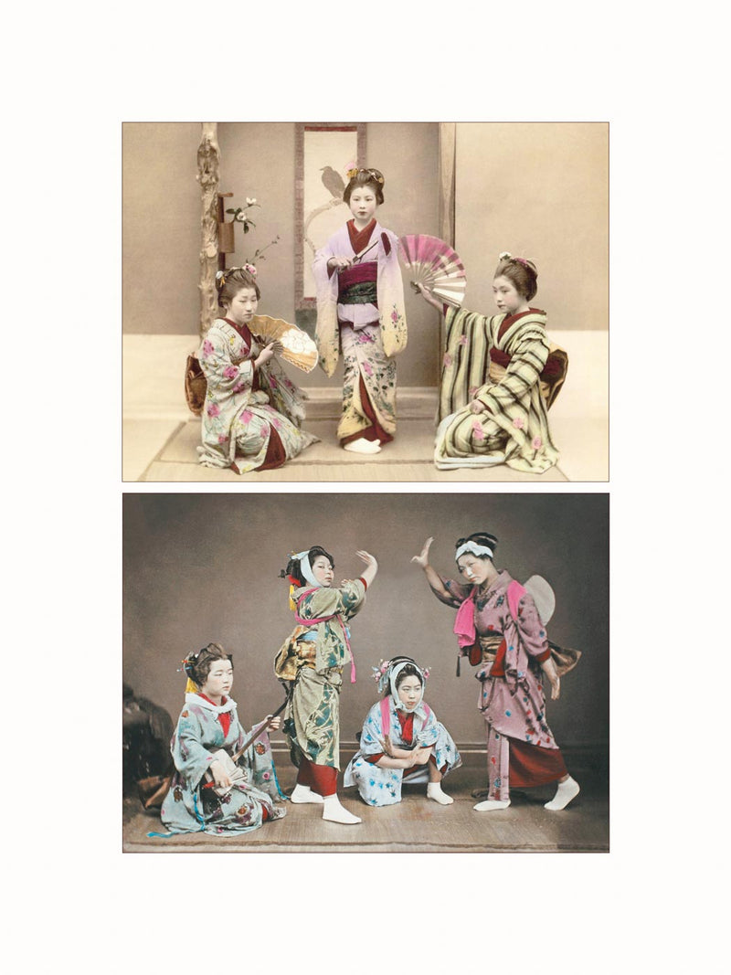 Hand Colored Photography, Japan - Dancing Girls, c1880 - diptych