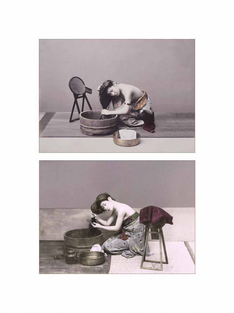 Hand Colored Photography, Japan - Geisha, Body Care, c1880 - diptych