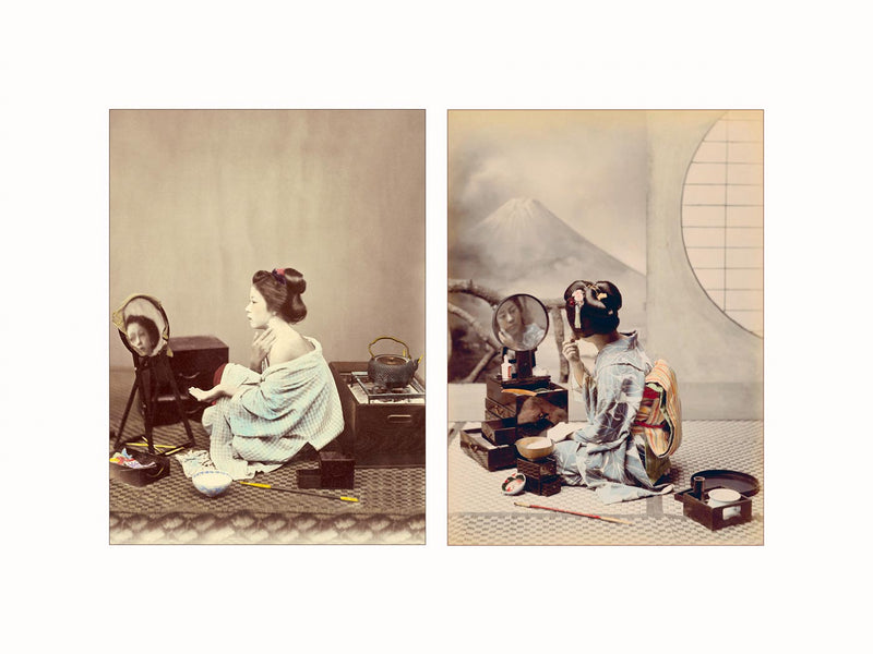 Hand Colored Photography, Japan - Geisha at Toilette, c1860 - diptych