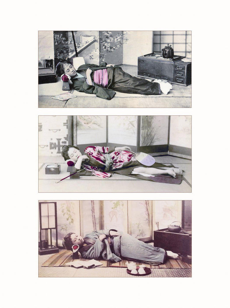 Hand Colored Photography, Japan - the Nap, c1880 - triptych