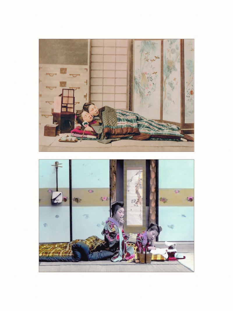 Hand Colored Photography, Japan - Rest and Nap, c1890 - diptych