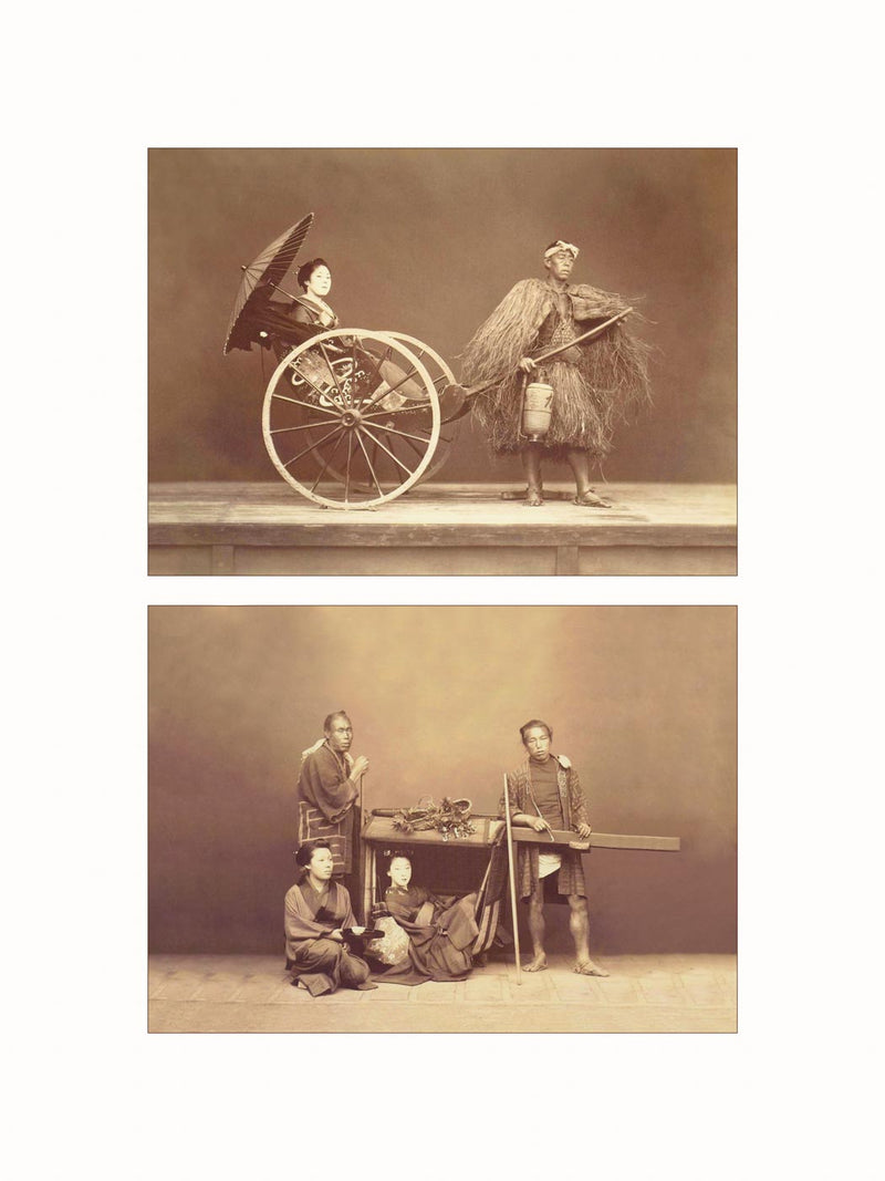 Vintage Photography, Japan - Kago and Jinrikisha , c1880 - diptych