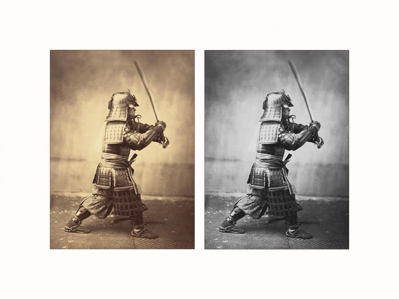 Vintage Photography, Japan - Warrior in Armor, c1865 - diptych