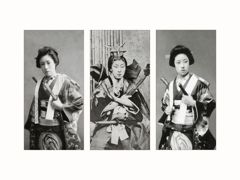 Vintage Photography, Japan - Onna Bugeisha, c1890  - triptych